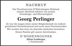Traueranzeige Georg Perlinger