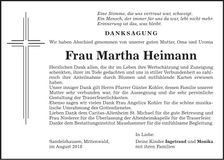 Traueranzeige Martha Heimann