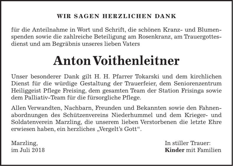 Traueranzeige Anton Voithenleitner