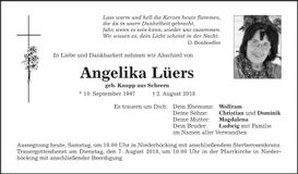 Traueranzeige Angelika Lüers