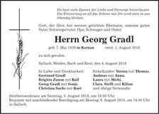 Traueranzeige Georg Gradl