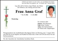 Traueranzeige Anna Graf