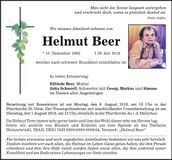 Traueranzeige Helmut Beer