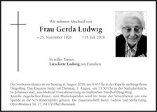 Traueranzeige Gerda Ludwig