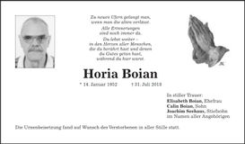 Traueranzeige Horia Boian