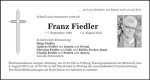 Traueranzeige Franz Fiedler