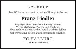Traueranzeige Franz Fiedler