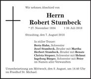 Traueranzeige Robert Stumbeck