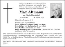 Traueranzeige Max Altmann
