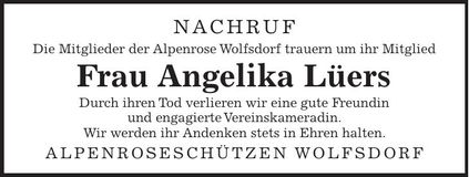 Traueranzeige Angelika Lüers