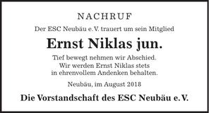 Traueranzeige Ernst Niklas