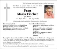 Traueranzeige Maria Fischer