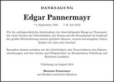 Traueranzeige Edgar Pannermayr