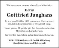Traueranzeige Gottfried Junghans