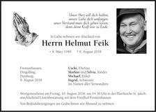 Traueranzeige Helmut Feik