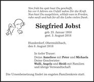 Traueranzeige Siegfried Jobst