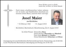 Traueranzeige Josef Maier