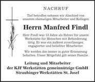 Traueranzeige Manfred Findl