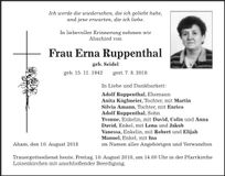 Traueranzeige Erna Ruppenthal