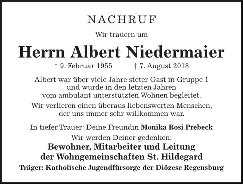 Traueranzeige Albert Niedermaier