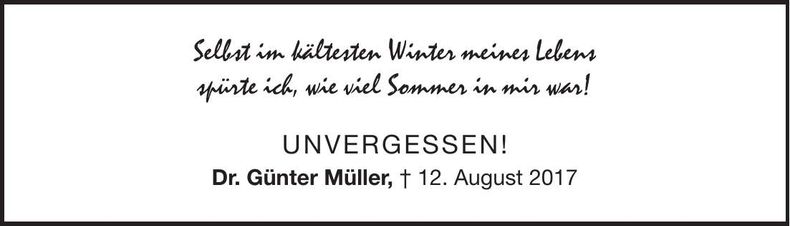 Traueranzeige Günter Müller