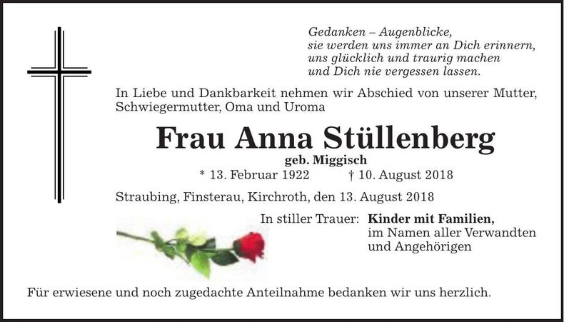 Traueranzeige Anna Stüllenberg