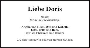 Traueranzeige Doris Rösner