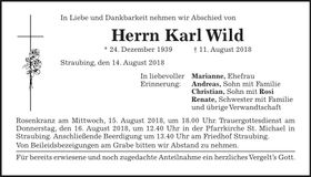 Traueranzeige Karl Wild