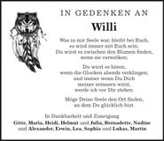 Traueranzeige Willi Menacher