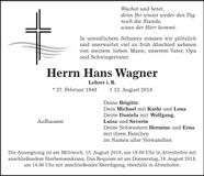 Traueranzeige Wagner Hans