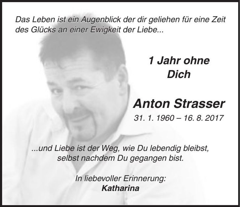 Traueranzeige Anton Strasser