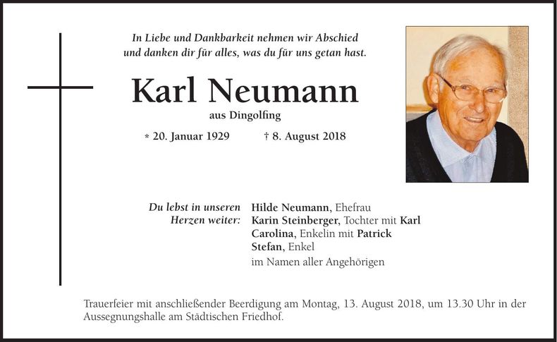 Traueranzeige Karl Neumann