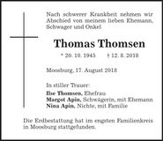Traueranzeige Thomas Thomsen