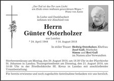 Traueranzeige Günter Osterholzer
