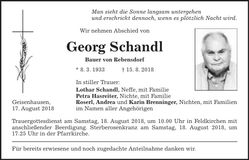 Traueranzeige Georg Schandl