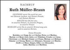Traueranzeige Ruth Müller-Braun