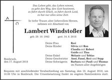 Traueranzeige Lamberg Windstoßer