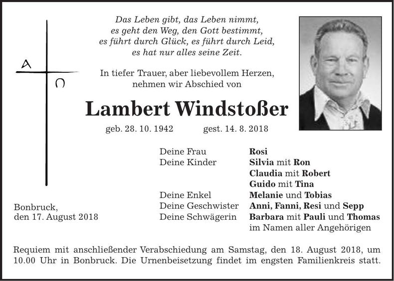 Traueranzeige Lamberg Windstoßer