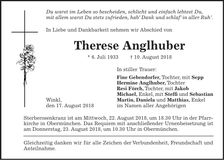 Traueranzeige Therese Anglhuber