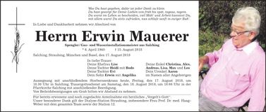 Traueranzeige Erwin Mauerer