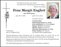 Traueranzeige Margit Englert