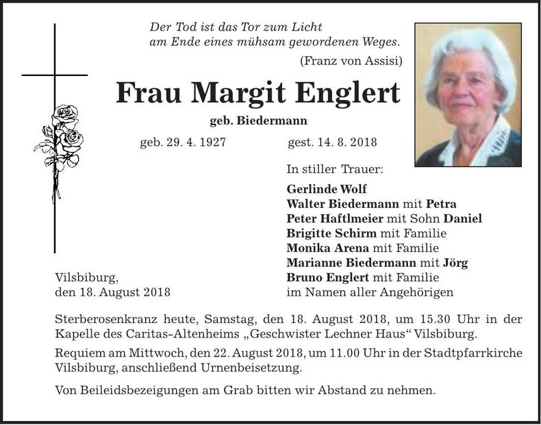 Traueranzeige Margit Englert