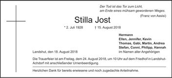 Traueranzeige Stilla Jost