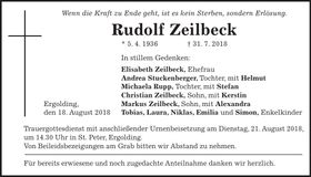 Traueranzeige Rudolf Zeilbeck