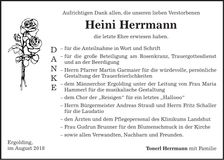 Traueranzeige Heini Herrmann