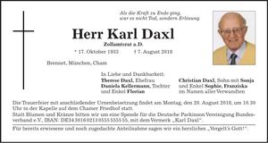 Traueranzeige Karl Daxl