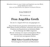 Traueranzeige Angelika Groth