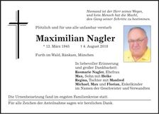 Traueranzeige Maximilian Nagler