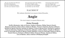 Traueranzeige Angie Groth