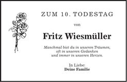 Traueranzeige Fritz Wiesmüller